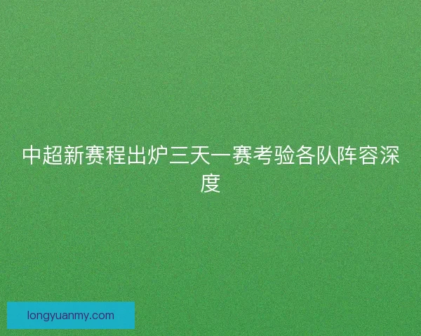 中超新赛程出炉三天一赛考验各队阵容深度