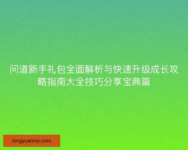 问道新手礼包全面解析与快速升级成长攻略指南大全技巧分享宝典篇