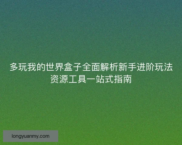 多玩我的世界盒子全面解析新手进阶玩法资源工具一站式指南