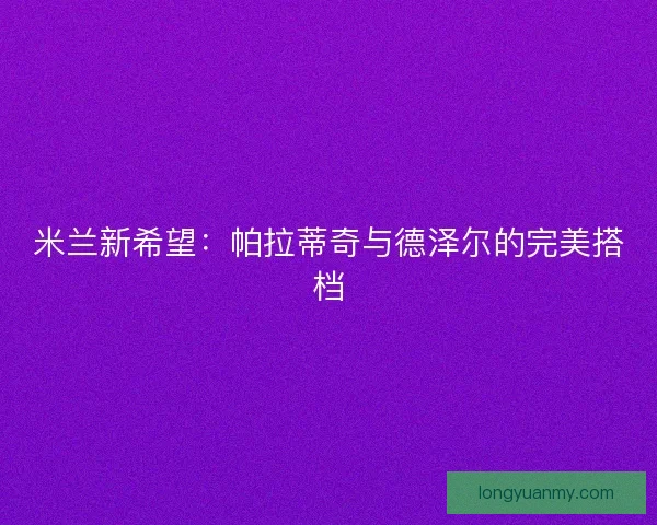米兰新希望：帕拉蒂奇与德泽尔的完美搭档